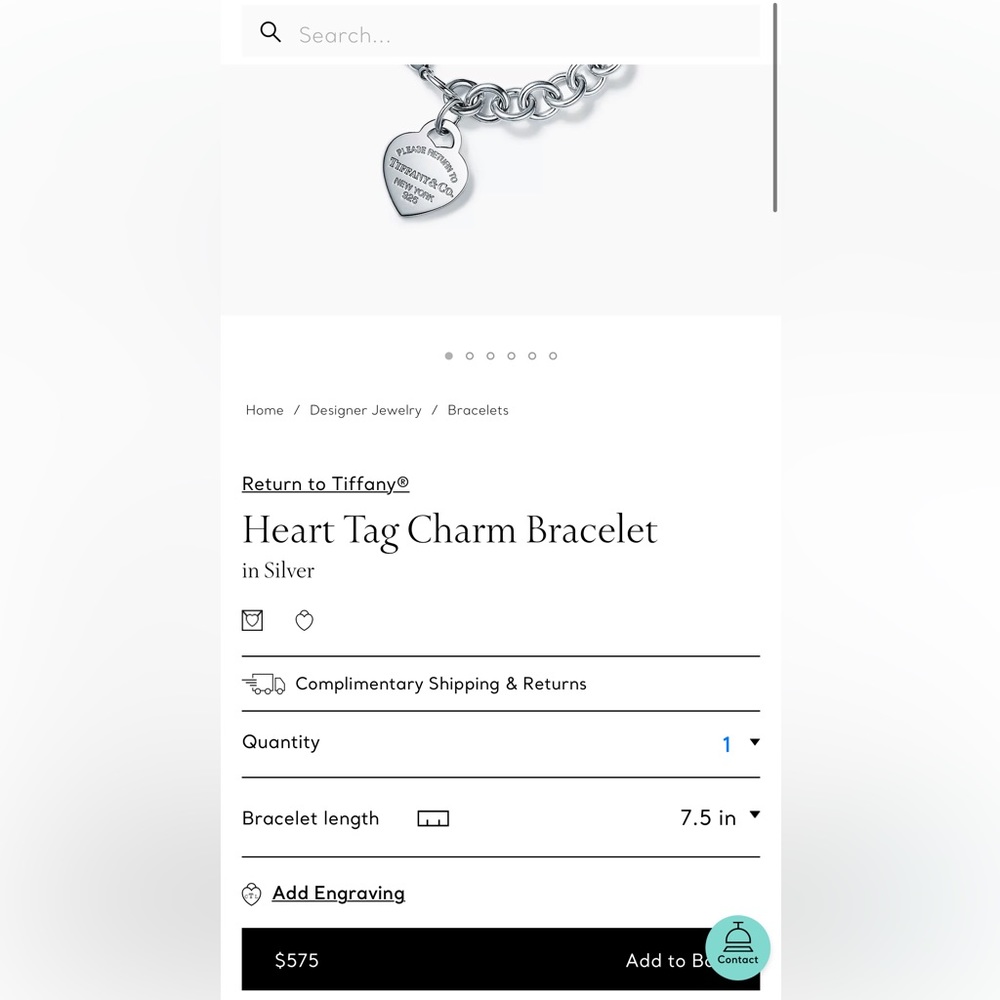 Tiffany & Co heart tag charm bracelet